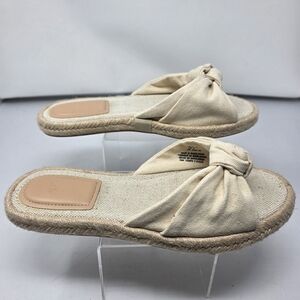 H&M Women's Cloth Slip On Sandals Knotted Tan SIZE 8.5